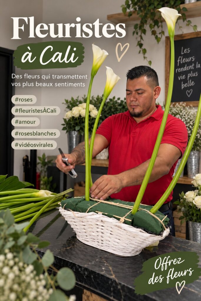 Un beau bouquet de fleurs colorées dans un magasin de fleuriste à Cali