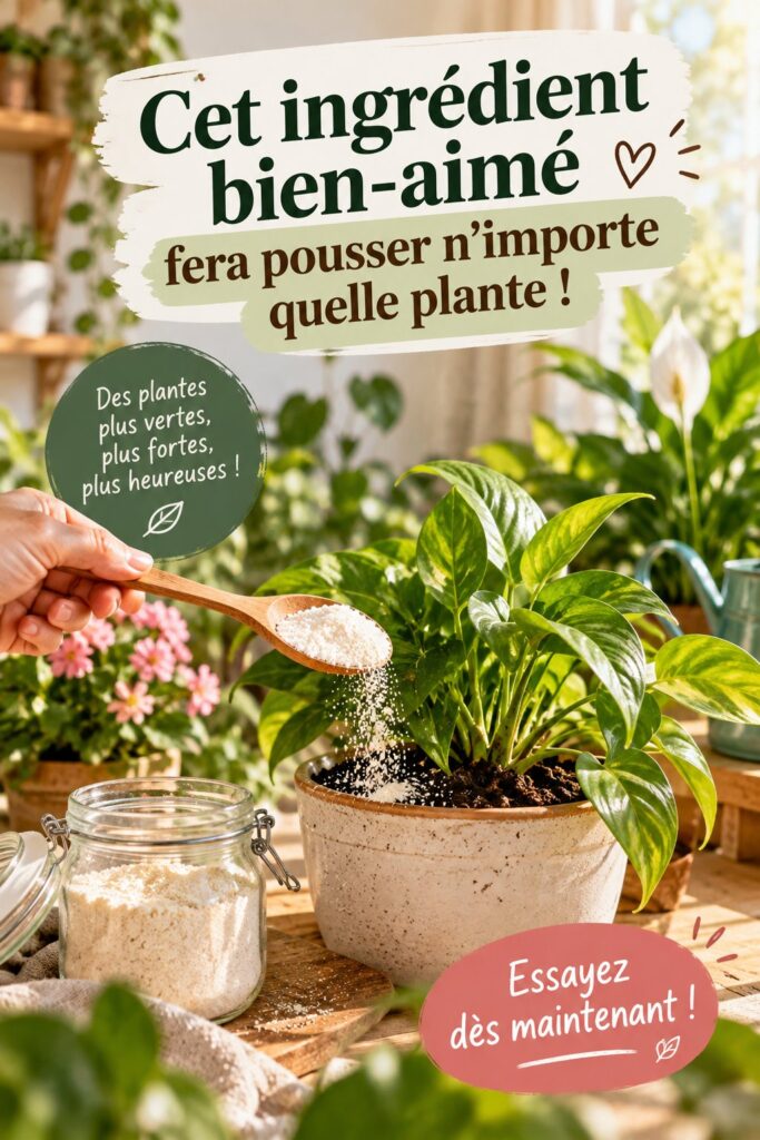 Un jardin luxuriant avec des fleurs éclatantes et un pot rempli d'un ingrédient naturel.
