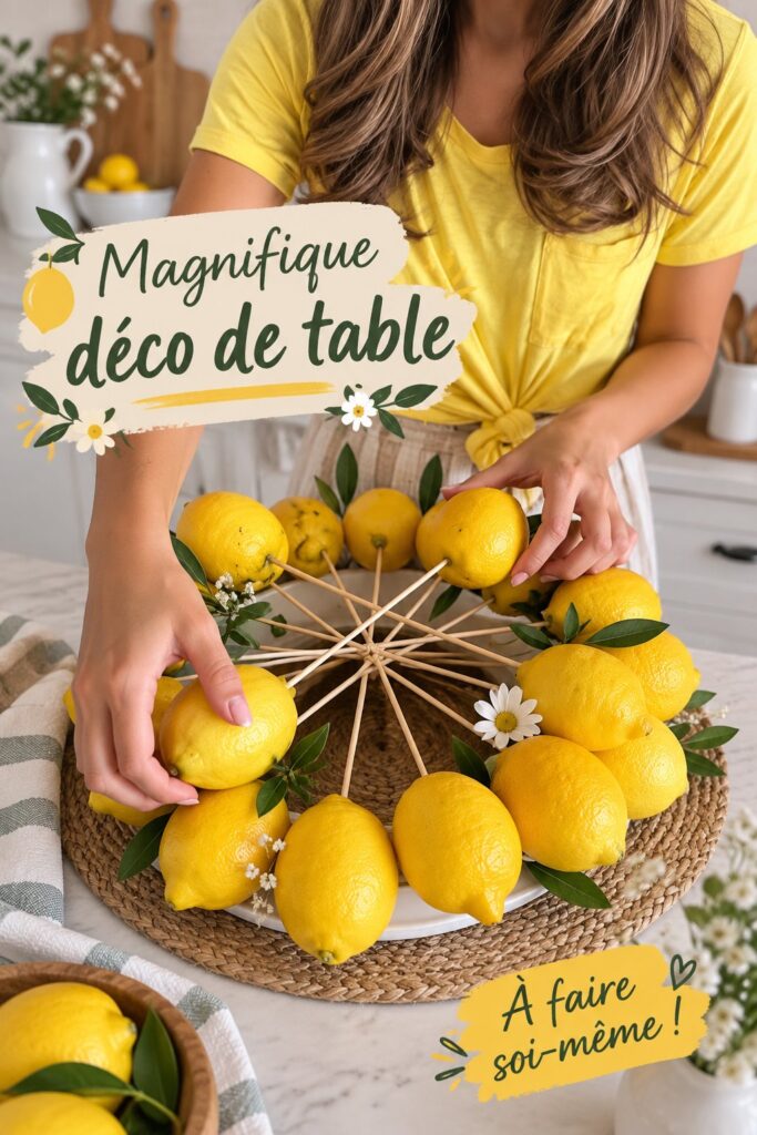 Pièce centrale DIY élégante pour une table de jardin, fleurs fraîches et éléments naturels
