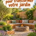 Un jardin féérique avec des éclairages et des aménagements naturels.