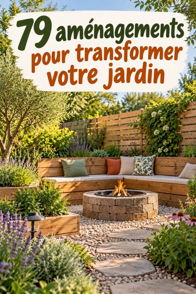 Un jardin féérique avec des éclairages et des aménagements naturels.