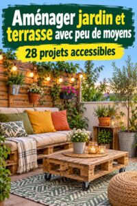 Un jardin aménagé avec des éléments décoratifs à petit prix
