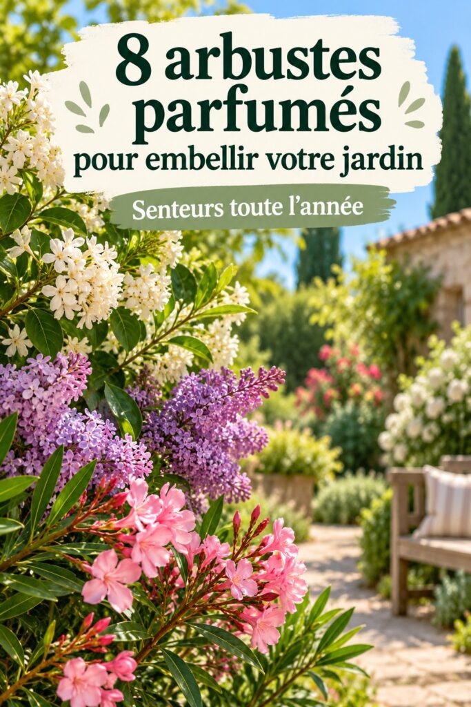 Gros plan sur un jardin fleuri avec des arbustes parfumés en pleine floraison, apportant une touche colorée.
