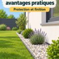 Installation de bandes de propreté dans un jardin bien entretenu.