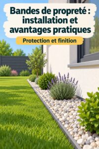 Installation de bandes de propreté dans un jardin bien entretenu.