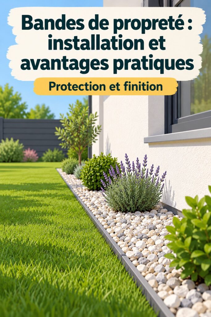 Installation de bandes de propreté dans un jardin bien entretenu.