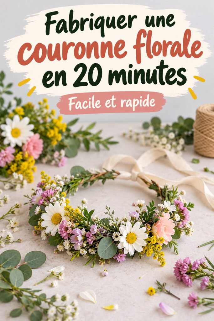 Couronne de fleurs colorées faite maison, parfaite pour le printemps