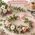 Couronne florale colorée et éclatante décorant une coiffure de mariage