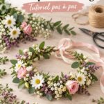Couronne florale colorée et éclatante décorant une coiffure de mariage