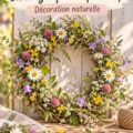 Couronne printanière décorée de fleurs sauvages colorées