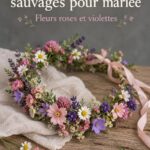 Couronne de fleurs colorées pour un mariage champêtre avec des roses et des fleurs des champs.