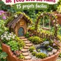 Un jardin de fées coloré avec des figurines et des fleurs épanouies