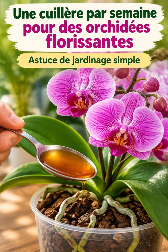 Une orchidée en pleine floraison, éclatante de couleurs après avoir reçu les soins appropriés.