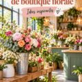 Décoration accueillante d'une boutique florale avec des arrangements colorés en vitrine.