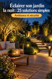 Éclairage chaleureux dans un jardin
