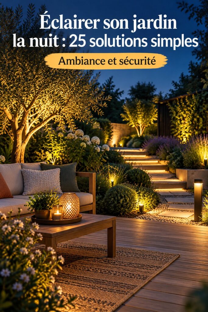 Éclairage chaleureux dans un jardin