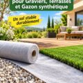 Géotextile utilisé pour stabiliser graviers dans un jardin.