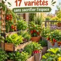 Un jardin potager compact avec des légumes variés cultivés dans un espace réduit