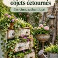 Jardin vintage décoré avec des objets détournés créatifs et colorés