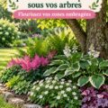 Parterre fleuri luxuriant sous un arbre dans un jardin