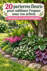 Parterre fleuri luxuriant sous un arbre dans un jardin