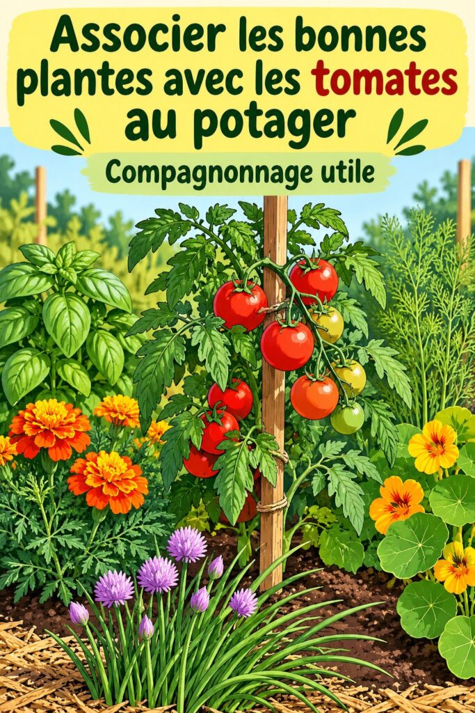 Un potager avec des tomates bien assorties à d'autres plantes compagnes