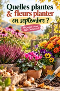 Jardin avec différentes fleurs et plantes à planter en septembre