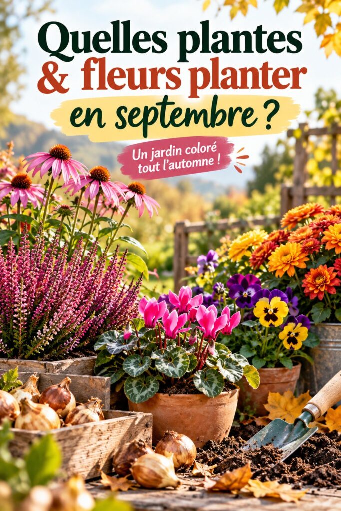 Jardin avec différentes fleurs et plantes à planter en septembre