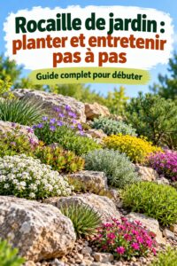 Un magnifique jardin de rocaille avec des plantes variées et des pierres décoratives.
